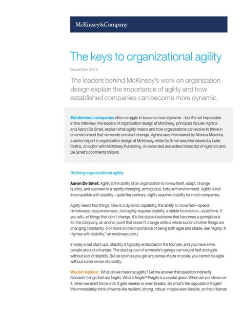 The keys to organizational agility | McKinsey - balustradellc