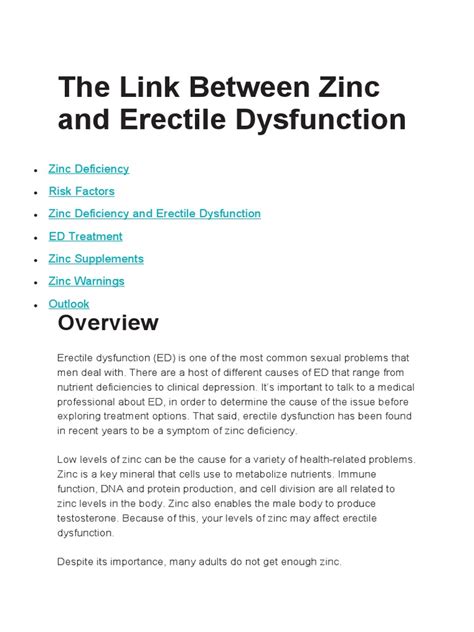 The Link Between Zinc and Erectile Dysfunction - balustradellc
