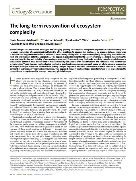 The long-term restoration of ecosystem complexity - Nature Ecology ... - raincitystudios.com