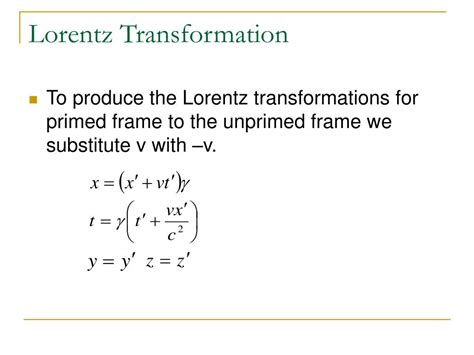The Lorentz Transformation - wintechmobiles.com