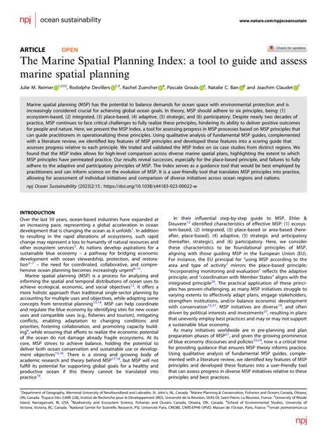 The Marine Spatial Planning Index: a tool to guide and assess marine ... - raincitystudios.com
