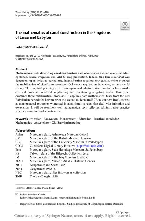 The mathematics of canal construction in the kingdoms of Larsa and ... - wintechmobiles.com