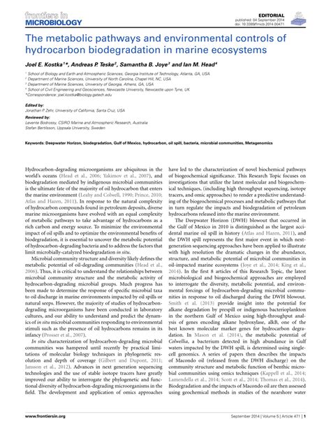 The metabolic pathways and environmental controls of hydrocarbon ... - raincitystudios.com