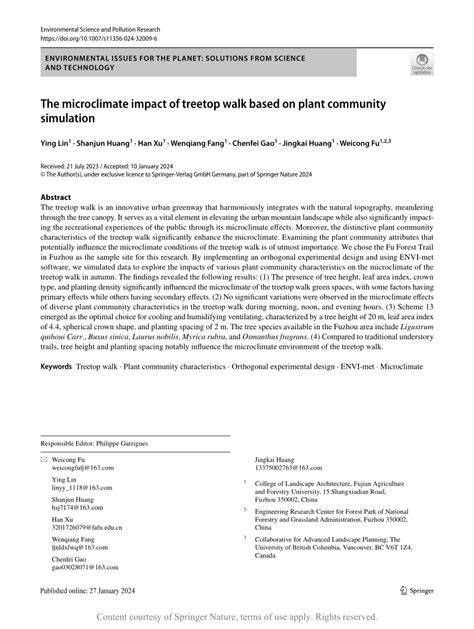 The microclimate impact of treetop walk based on plant community ... - raincitystudios.com