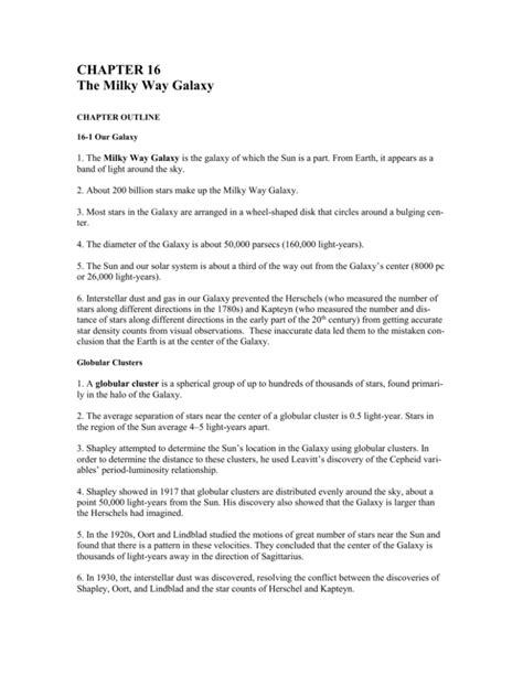 THE MILKY WAY GALAXY Chapter Outline - muktibox.com