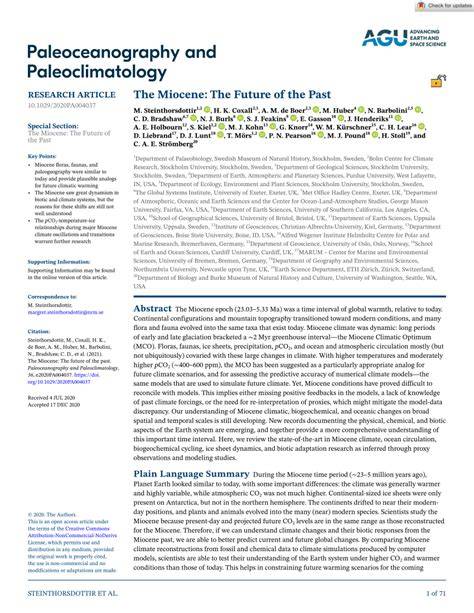 The Miocene: The Future of the Past - Steinthorsdottir - raincitystudios.com