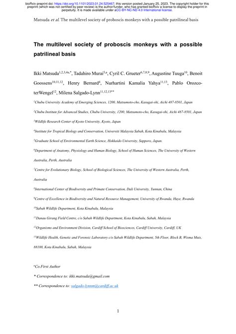 The multilevel society of proboscis monkeys with a possible ... - Springer - muktibox.com