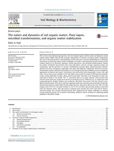 The nature and dynamics of soil organic matter: Plant inputs, microbial ... - raincitystudios.com