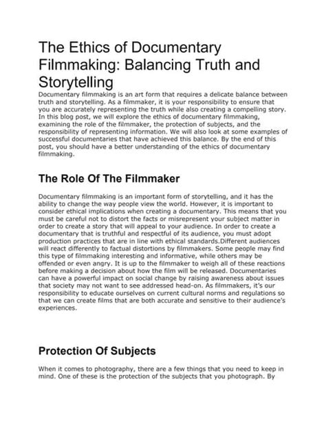 The Need for Ethical Representation in Documentary … - balustradellc