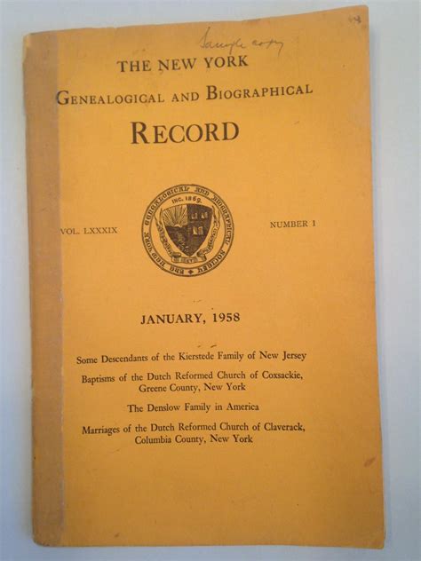 THE NEW YORK GENEALOGICAL AND BIOGRAPHICAL RECORD VOLUME LXXXIX NUMBER