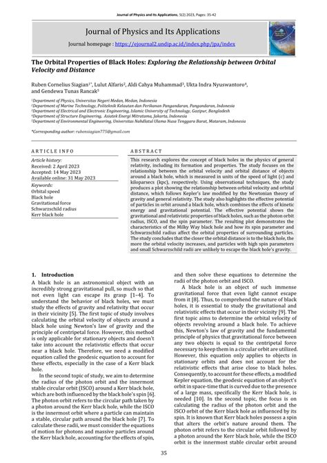 The Orbital Properties of Black Holes: Exploring the Relationship ... - wintechmobiles.com