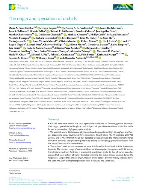 The origin and speciation of orchids - Pérez‐Escobar - muktibox.com