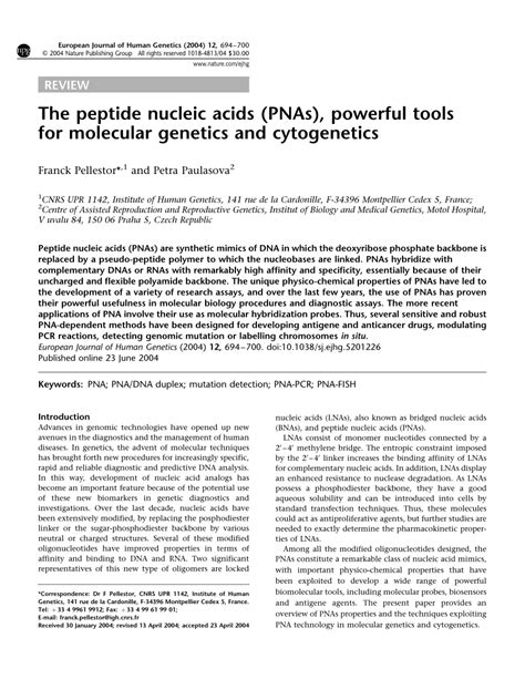 The peptide nucleic acids (PNAs), powerful tools for molecular genetics ... - muktibox.com