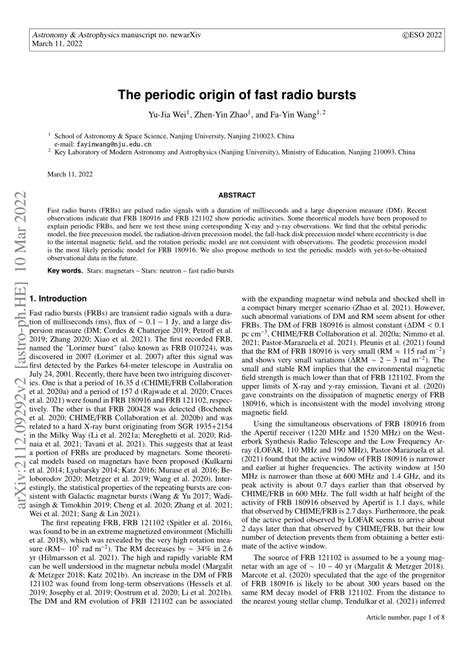 The periodic origin of fast radio bursts - muktibox.com