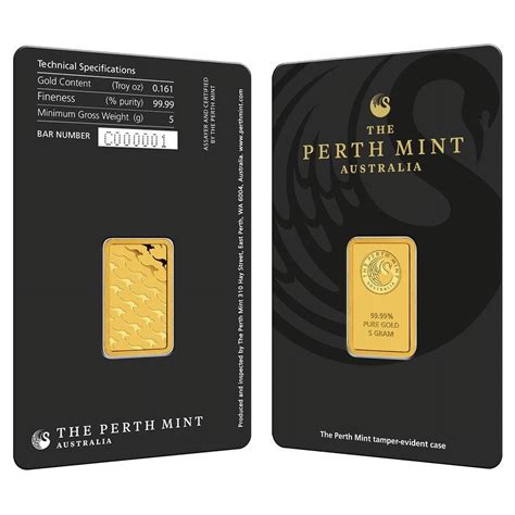 The Perth Mint Gold Bar 5g 24k Bullion Bar, Sealed Assay. - balustradellc