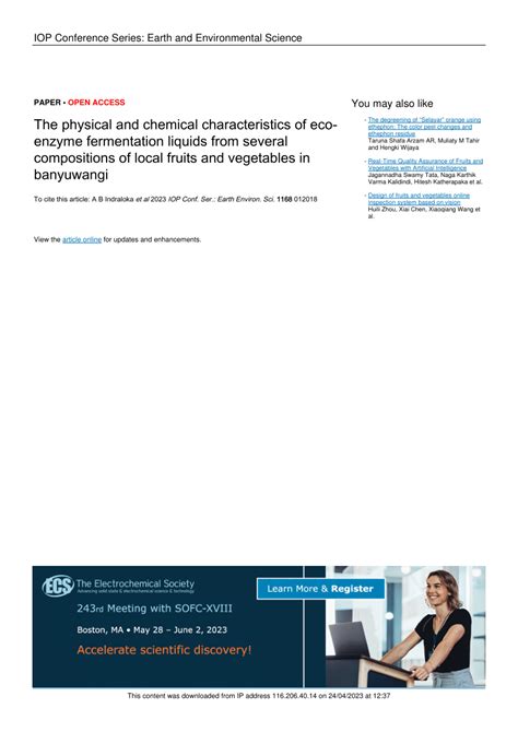The physical and chemical characteristics of eco-enzyme fermentation ... - raincitystudios.com