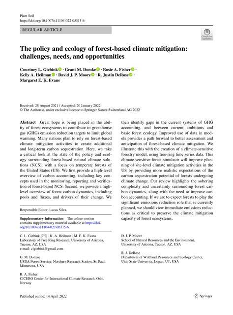 The policy and ecology of forest-based climate mitigation ... - Springer - raincitystudios.com