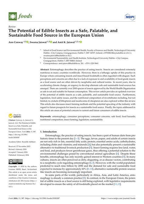 The Potential of Edible Insects as a Safe, Palatable, and Sustainable ... - balustradellc