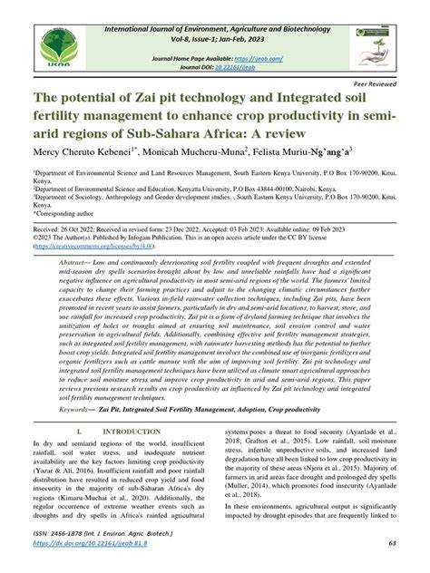 The potential of Zai pit technology and Integrated soil fertility ... - raincitystudios.com