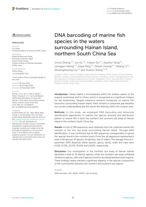 The preliminary DNA barcoding dataset of fishes from Chinese coastal ... - raincitystudios.com