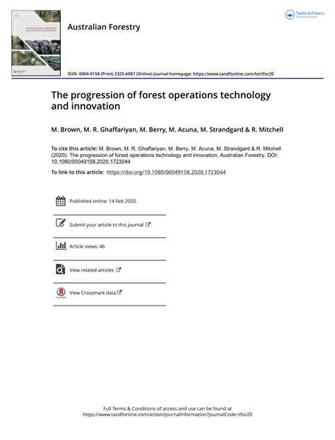 The progression of forest operations technology and … - raincitystudios.com