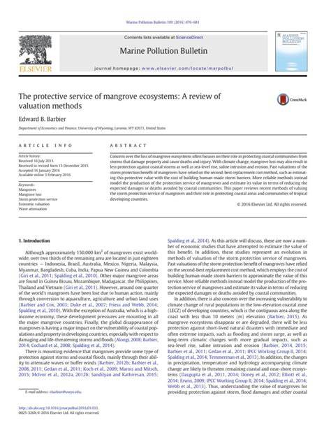 The protective service of mangrove ecosystems: A review of valuation ... - raincitystudios.com
