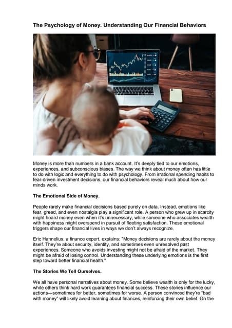 The Psychology of Money: Understanding Our … - balustradellc