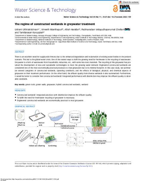 The regime of constructed wetlands in greywater treatment - raincitystudios.com