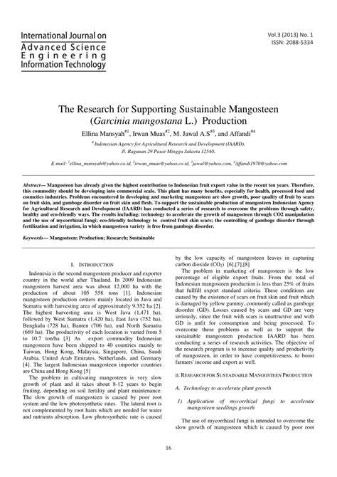 The Research for Supporting Sustainable Mangosteen (Garcinia mangostana ... - raincitystudios.com
