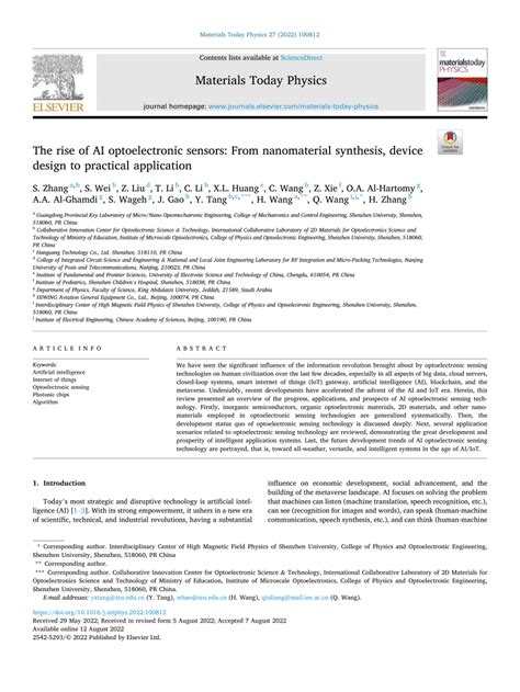 The rise of AI optoelectronic sensors: From ... - ScienceDirect - wintechmobiles.com