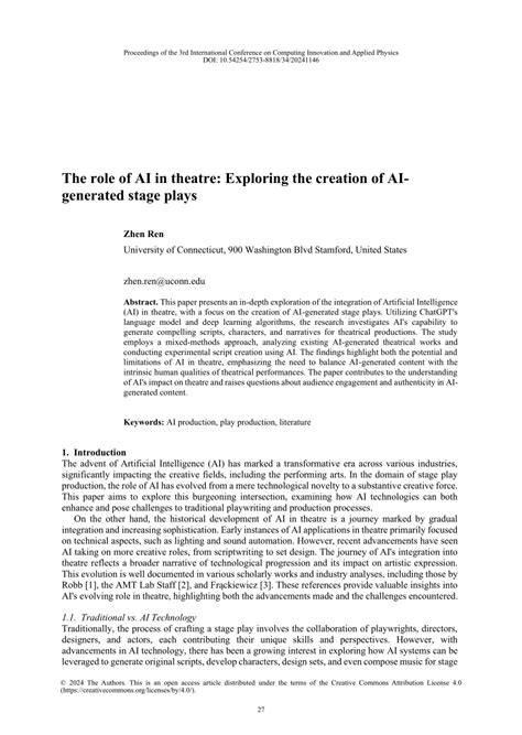 The role of AI in theatre: Exploring the creation of AI- generated ... - coolestguyplanet.net