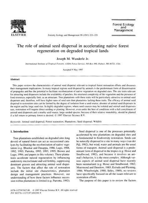 The role of animal seed dispersal in accelerating native forest ... - raincitystudios.com
