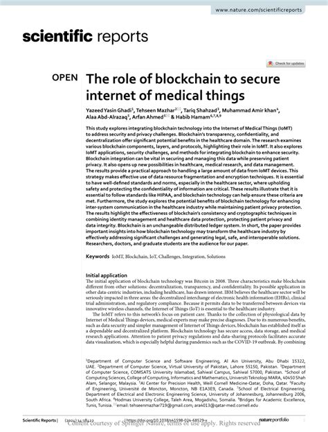 The role of blockchain to secure internet of medical things - coolestguyplanet.net