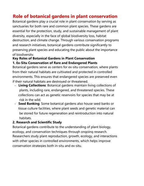 The role of botanical gardens in scientific research, conservation, and ... - raincitystudios.com
