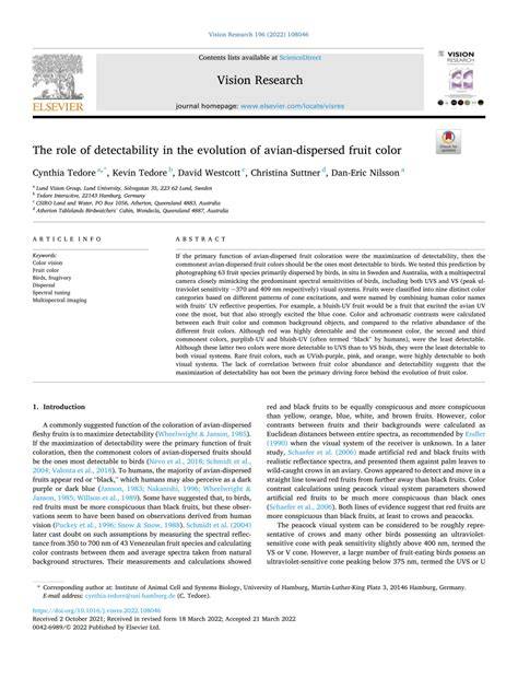 The role of detectability in the evolution of avian-dispersed fruit ... - raincitystudios.com