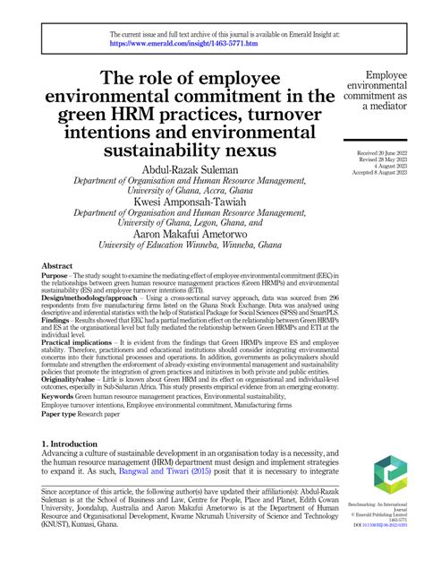 The role of employee environmental commitment in the green HRM ... - balustradellc