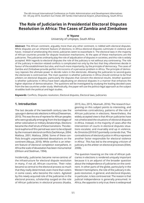 The Role of Judiciaries in Presidential Electoral Disputes Resolution ... - balustradellc