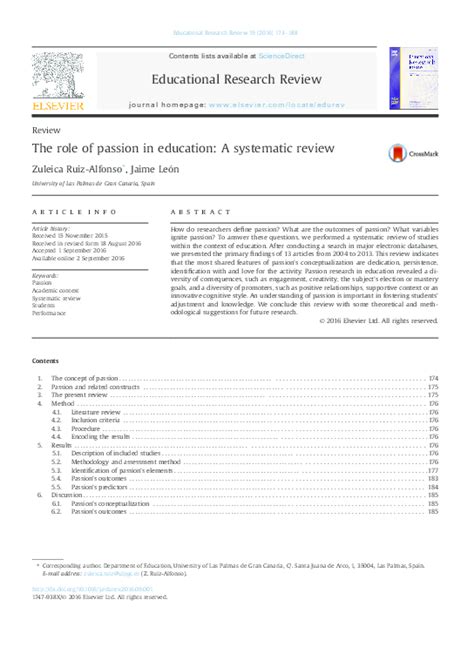 The role of passion in education: A systematic review - balustradellc