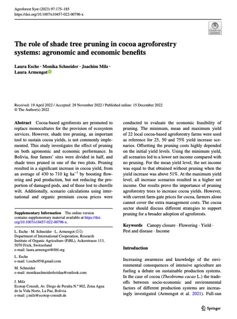 The role of shade tree pruning in cocoa agroforestry systems - raincitystudios.com
