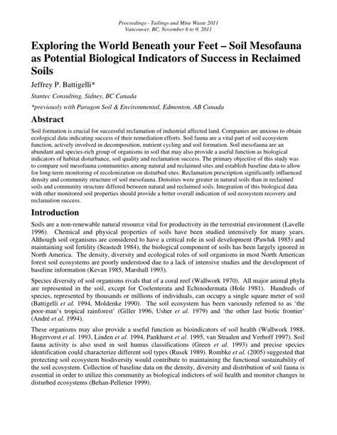 The Role of Soil Mesofauna as Indicators of Sustainable Ecosystem ... - raincitystudios.com