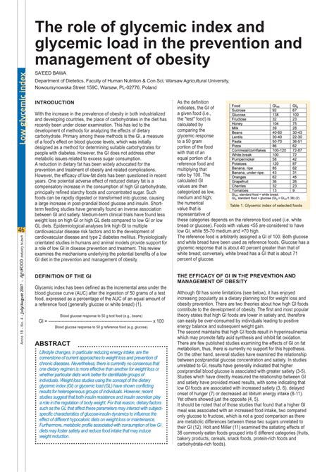 The role of the glycemic index in the prevention and management of ... - muktibox.com