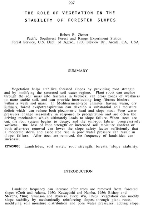 The Role of Vegetation in the Stability of Forested Slopes - raincitystudios.com