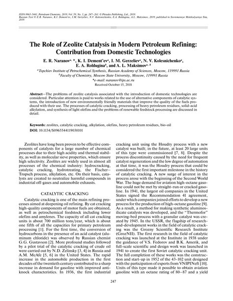 The Role of Zeolite Catalysis in Modern Petroleum … - wintechmobiles.com