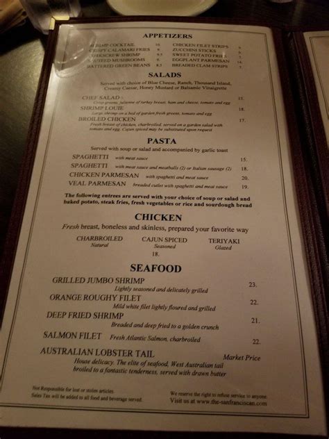 THE SAN FRANCISCAN, Torrance - Menu, Prices & Restaurant