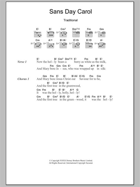 THE SANS DAY CAROL Chords - Traditional E-Chords