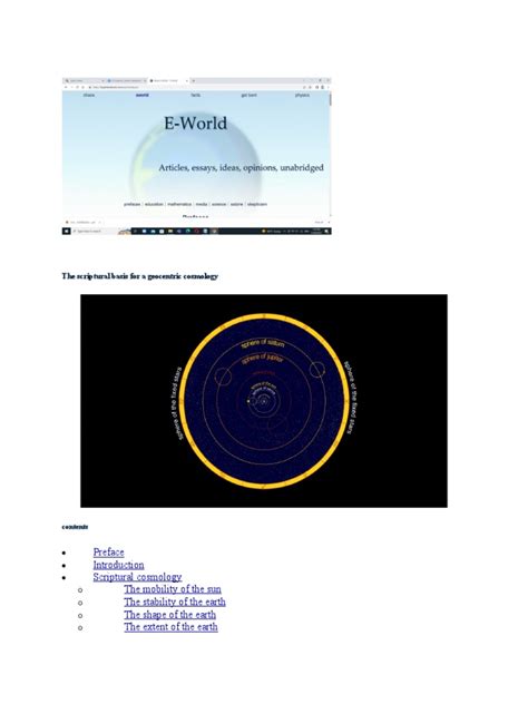 The scriptural basis for a geocentric cosmology – E-World - balustradellc