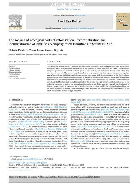 The social and ecological costs of reforestation. Territorialization ... - raincitystudios.com