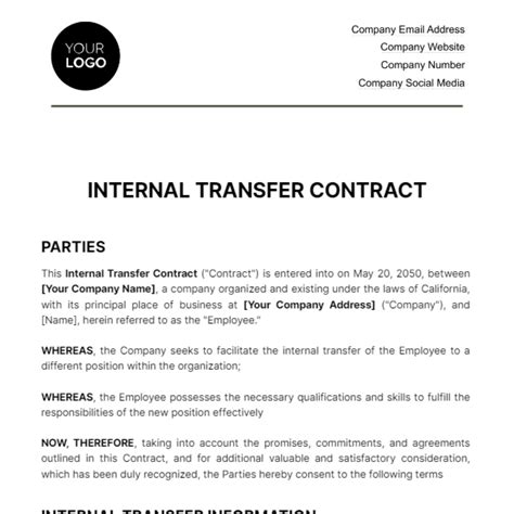 The specific contract and transfer information you are posting under ... - balustradellc