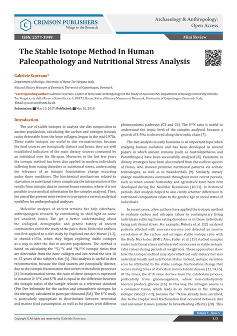 The Stable Isotope Method In Human Paleopathology and Nutritional ... - wintechmobiles.com