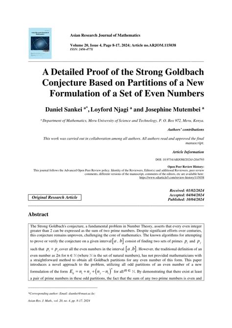 The Strong Goldbach Conjecture: Proof for All Even Integers Greater ... - wintechmobiles.com